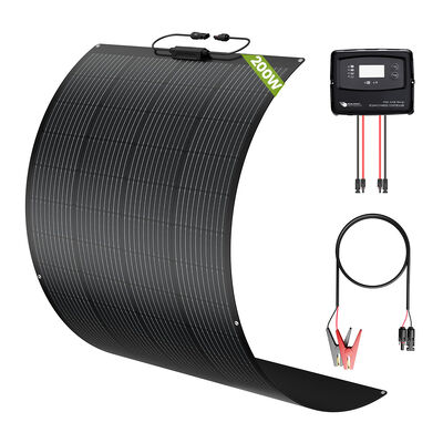 Bộ điều khiển pin mặt trời 200w cho xe lượn, xe tắm, xe hơi với tấm pin mặt trời bán linh hoạt và IP67 5 giai đoạn sạc pwm cho pin AGM GEL WET CALCIUM LiFePO4 và pin LTO