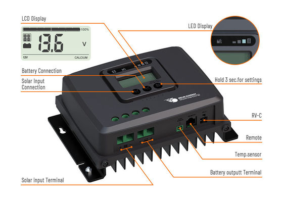 Pin LFP Off Grid màn hình kỹ thuật số 12V/24V MPPT RV Solar Charge Controller